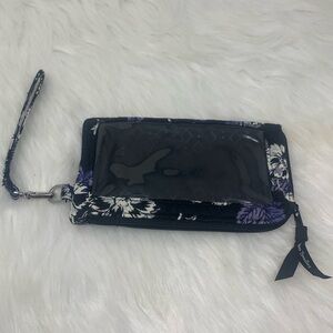 Vera Bradley Frosted Floral RFID blocking tech Black and Purple Wristlet